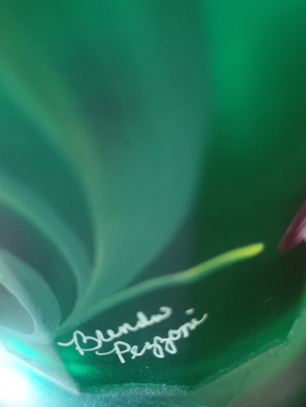 Fenton Green Iridescent Handpainted Vintage Glass Vase - Picture 9 of 9
